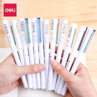 得力A008，0.5mm中性笔 黑色水笔全针管黑笔学生碳素笔办公用品 