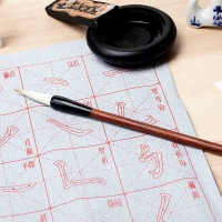 得力74285，进阶级兼毫红檀木笔杆毛笔书法练字笔 大号  