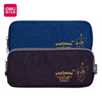 得力66732，皮卡丘系列笔袋简约帆布拉链袋学生文具袋铅笔袋