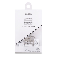 得力9413，4#燕尾印花长尾夹凤尾铁票夹学生卡通印花清新文具文件办公夹子（6只...