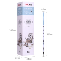 得力A781，全针管中性笔芯 0.5mm黑色笔芯替芯水笔芯签字笔芯20支装