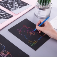 得力74808，系列炫彩刮画纸DIY手工制作创意彩色绘图本150*200mm 12张