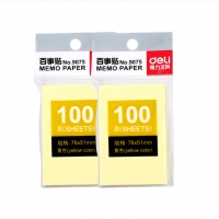 得力9075，76*51mm便利贴（1/12/288）便条纸便签本N次贴易事贴76x51mm 100张办公用品黄 