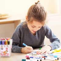 得力70697，12色汪汪队立大功可水洗印章水彩笔（1/24/144）头学生水彩笔（1/24/144）儿童绘画笔 王子蓝