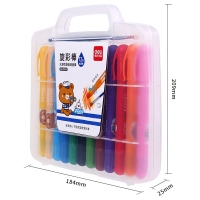 得力72104，12色水溶性旋转油画棒旋彩棒（1/12/72）儿童彩色蜡笔套装幼儿园安全无毒可水洗宝宝画笔幼儿涂鸦小学生绘画笔涂色彩笔