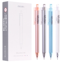得力A07，0.38mm全针管按动中性笔（12/144/1728）简约学生考试笔...