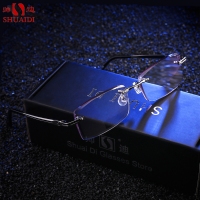 帅迪时尚无框钻石切边老花镜男式（1/10/120）镀膜防辐射远视老人眼镜树脂老视镜100 150 200 250 300 350 400度舒适老光眼镜