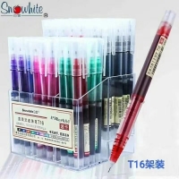 白雪T16-80，80支架装直液式速干走珠笔（送笔架）彩色中性笔水笔0.5mm全...