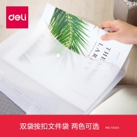 得力72523，A4纽扣袋双袋文件袋(10/200/400)按扣夹袋办公档案文档资料 