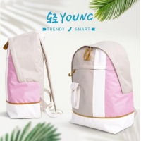得力B1，学院风多功能时尚简约双肩包（1/20）中学生书包学生用品-粉色/蓝色