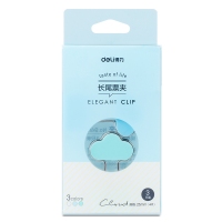 得力9419，25mm金属长尾夹学生试卷夹云朵卡通型省力票夹4#长尾夹-3只/盒  