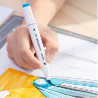 得力70800-80，80色方杆双头酒精油性专业马克笔套装（1/8）学生手绘漫画设计绘画彩笔画笔记号笔