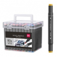 得力70800-80，80色方杆双头酒精油性专业马克笔套装（1/8）学生手绘漫画设计绘画彩笔画笔记号笔