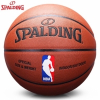 斯伯丁74-602Y，NBA比赛篮球（1/12）真皮牛皮手感室内室外水泥地耐磨王蓝球