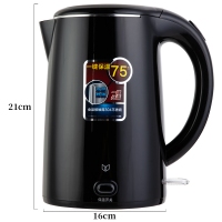 得力85609，1.7L双层不锈钢电热水壶（1/8）水壶双层不锈钢无缝内胆烧水壶自动断电304不锈钢水壶