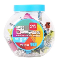 得力8560，4/5/6#混装彩色长尾夹，票夹，燕尾夹