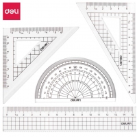 得力72002，15cm零系列学生套尺(1/24/432)直尺三角尺子量角器透明套装