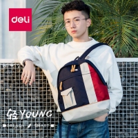 得力B1，学院风多功能时尚简约双肩包（1/20）中学生书包学生用品-粉色/蓝色