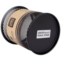 得力9172，金属网纹圆形笔筒（ 笔插 办公文具 笔类收纳