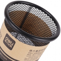 得力9172，金属网纹圆形笔筒（ 笔插 办公文具 笔类收纳