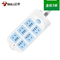 公牛GN603，6位排插-3米线长（1/50）公牛6位五孔插座2