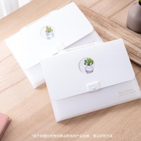 得力72513，A4 13格学生风琴包（1/12/48）PP材质简约锁扣镂空相框...