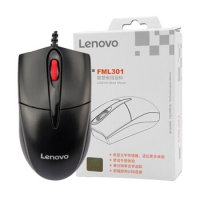 联想FML301，商务办公有线鼠标 黑色 （USB接口 日常家用 台式机笔记本通用电脑鼠标）Lenovo 线长约1.5米