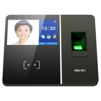 得力13750，人脸指纹考勤机（1/4）无线WiFi联网打卡机触屏操控异地联网考