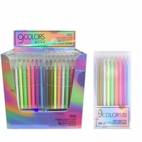 风景FZ3913，高光水笔点睛之笔(9/360/1728)学生用diy黑卡纸高光手帐专用彩色水笔金属粉彩啫喱-九色（金色/银色/白色/黄色/绿色/橙色/粉红/紫色/蓝色）