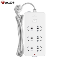 公牛GN109K，6位总控插座3米线（1/40）公牛插线板/插排/排插/接线板/拖线板 6位总控全长3米