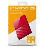 西部数据(WD)4TB USB3.0移动硬盘My Passport 2.5英寸 中国红(密码保护 自动备份)WDBYFT0040BRD