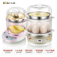 小熊（Bear）煮蛋器 家用早餐迷你机蒸蛋器自动断电微电脑预约定时双层可煮14个蛋 ZDQ-C14A1（粉色）