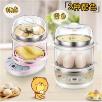 小熊（Bear）煮蛋器 家用早餐迷你机蒸蛋器自动断电微电脑预约定时双层可煮14个蛋 ZDQ-C14A1（粉色）