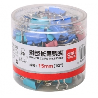 得力 8556ES 彩色长尾夹 15mm 60只/筒 （单位：筒） 彩色